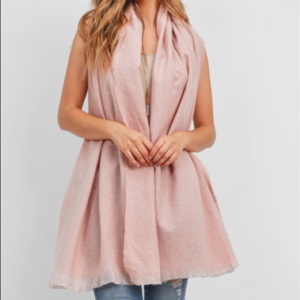 J. ELISE BOUTIQUE NEW TRENDY SOFT BLUSH BRUSHED BLANKET SCARF POLYESTER